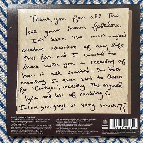 Taylor Swift Cardigan Song and Voice Memo Vinyl - Picture 2 of 2